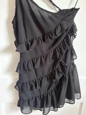 Olivaceous Black Tie-Back Mini Dress